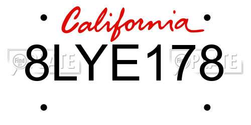 8LYE178 California License Plate