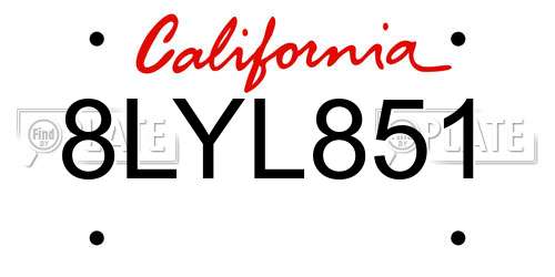 8LYL851 California License Plate