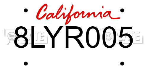 8LYR005 California License Plate