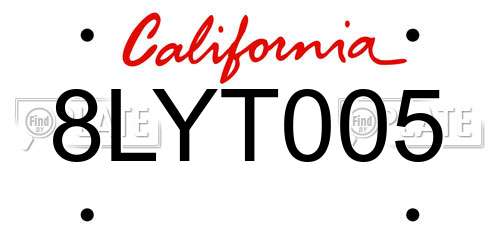 8LYT005 California License Plate