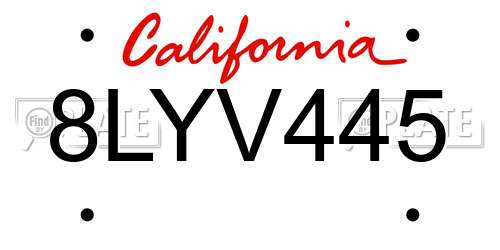 8LYV445 California License Plate