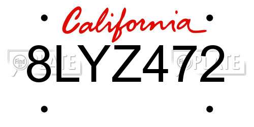 8LYZ472 California License Plate