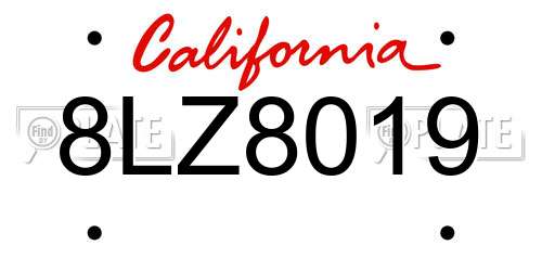 8LZ8019 California License Plate