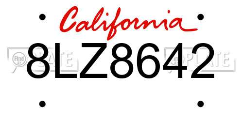 8LZ8642 California License Plate