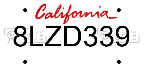 8LZD339 California License Plate