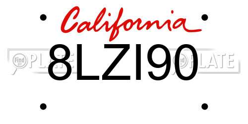 8LZI90 California License Plate