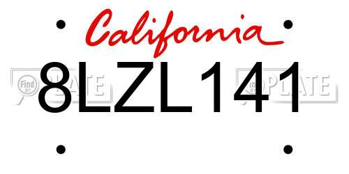 8LZL141 California License Plate