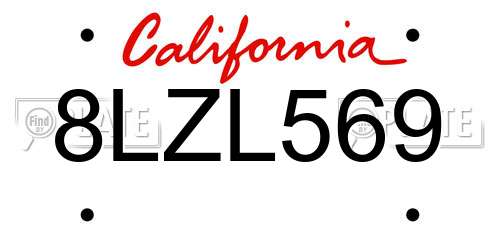 8LZL569 California License Plate