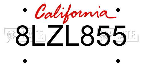 8LZL855 California License Plate