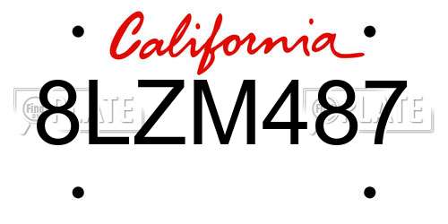 8LZM487 California License Plate