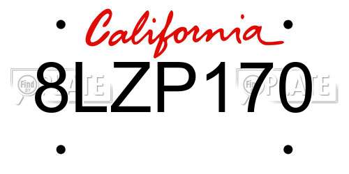 8LZP170 California License Plate