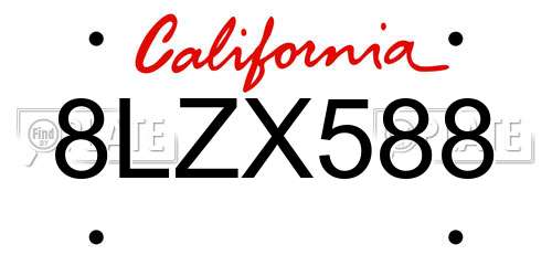 8LZX588 California License Plate