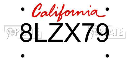 8LZX79 California License Plate