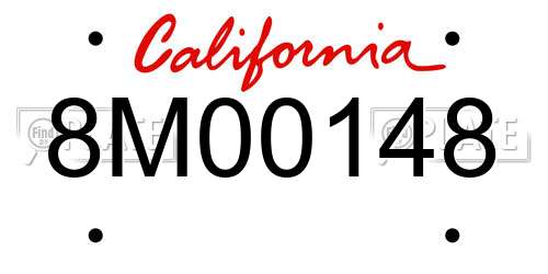 8M00148 California License Plate