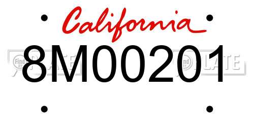 8M00201 California License Plate