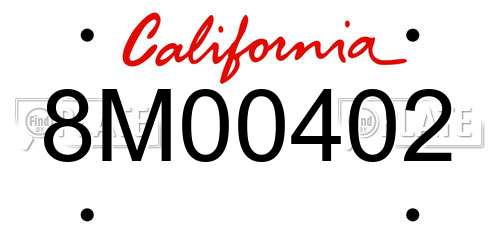 8M00402 California License Plate