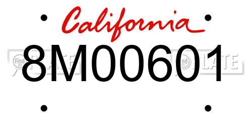 8M00601 California License Plate