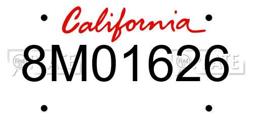 8M01626 California License Plate