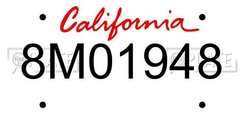 8M01948 California License Plate