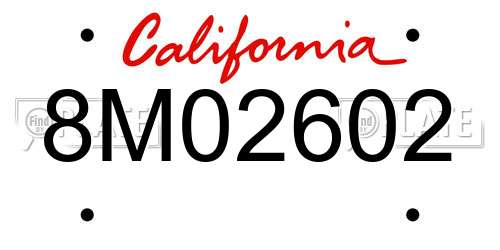 8M02602 California License Plate