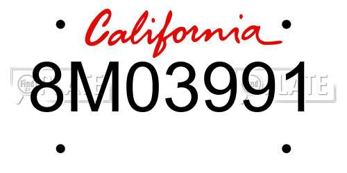 8M03991 California License Plate