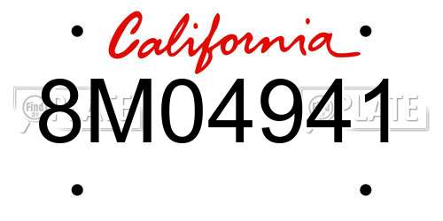 8M04941 California License Plate
