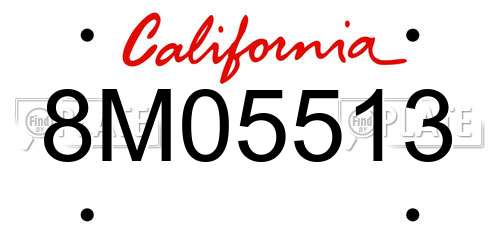 8M05513 California License Plate