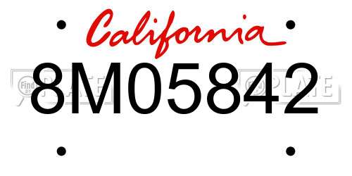 8M05842 California License Plate