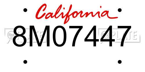 8M07447 California License Plate