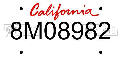 8M08982 California License Plate