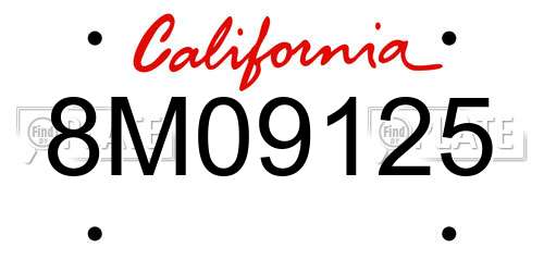 8M09125 California License Plate