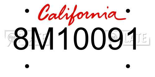 8M10091 California License Plate