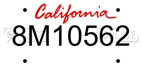 8M10562 California License Plate
