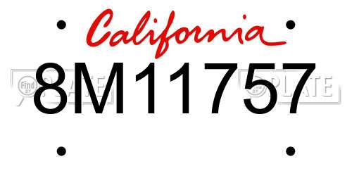 8M11757 California License Plate