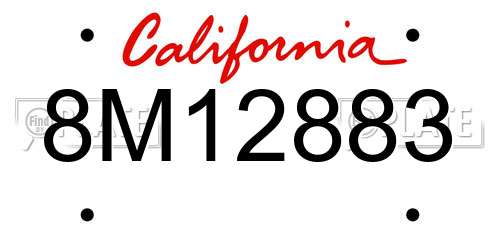 8M12883 California License Plate