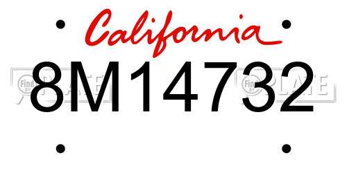 8M14732 California License Plate