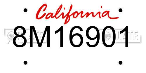 8M16901 California License Plate