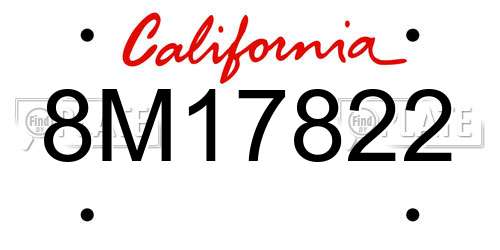 8M17822 California License Plate