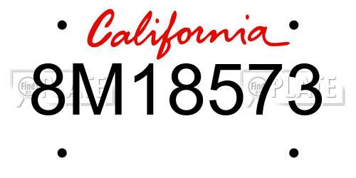 8M18573 California License Plate