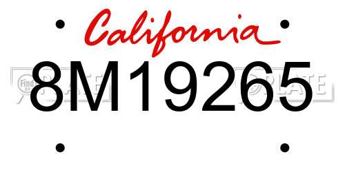 8M19265 California License Plate