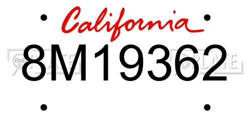 8M19362 California License Plate