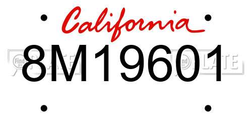 8M19601 California License Plate