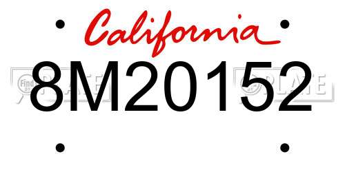 8M20152 California License Plate