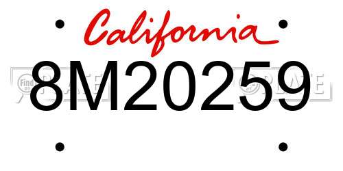 8M20259 California License Plate