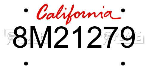 8M21279 California License Plate