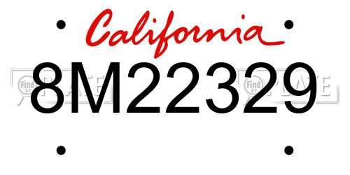 8M22329 California License Plate