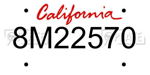 8M22570 California License Plate