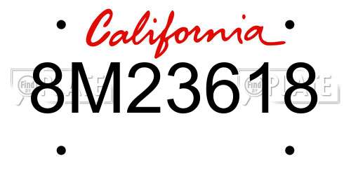 8M23618 California License Plate