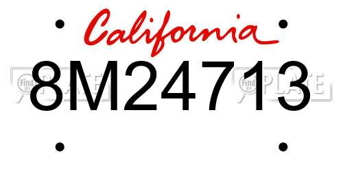 8M24713 California License Plate