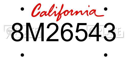 8M26543 California License Plate